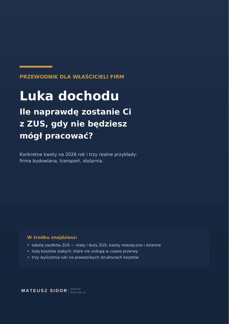 Okładka przewodnika: Luka dochodu — ile naprawdę zostanie Ci z ZUS